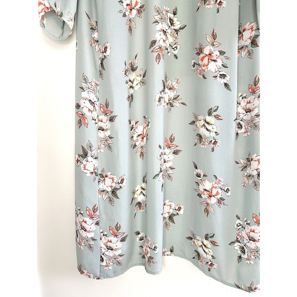 Penelope Project‎ Floral Kimono Cardigan Sage Green Size M Boho Cover Up Cottage - Picture 8 of 15